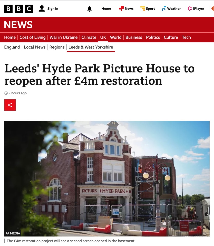 Hyde Park Picture House, Leeds Repair, Renovation & Restoration in Media