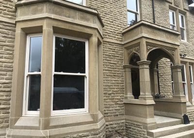 Period Home Elland lime mortar pointing stone repairs to portico sandblasting